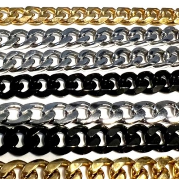 CHAIN Necklace in silver, gold and black 6 ❤️ - Picture 1 of 6